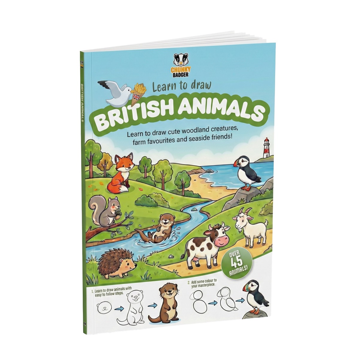 Animal drawing book cover mockup with illustrations by Chunky Badger